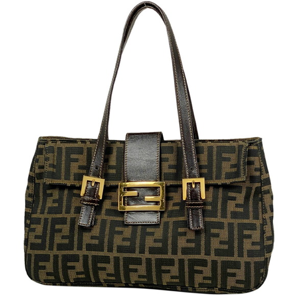 FENDI Zucca Pattern Handbag All Over Canvas Brown - Picture 1 of 7